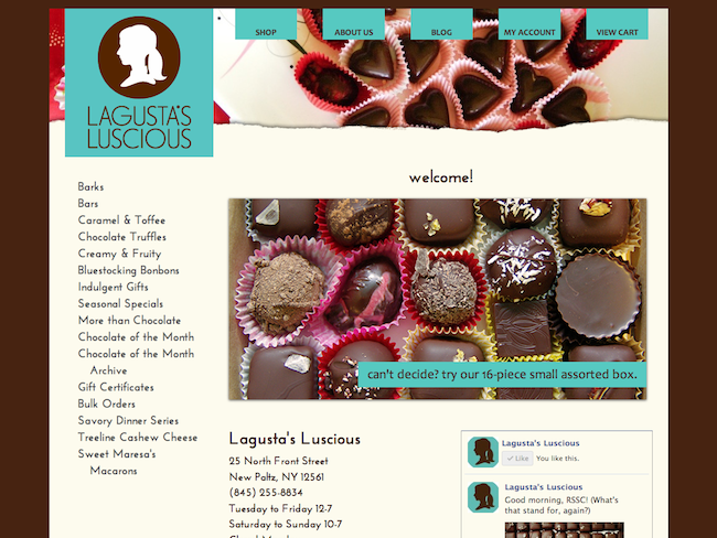 Lagusta's Luscious, a Zen Cart e-commerce site.