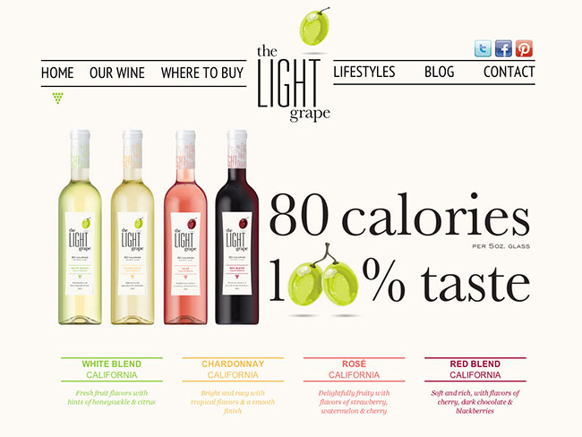 Screenshot of the Light Grape home page